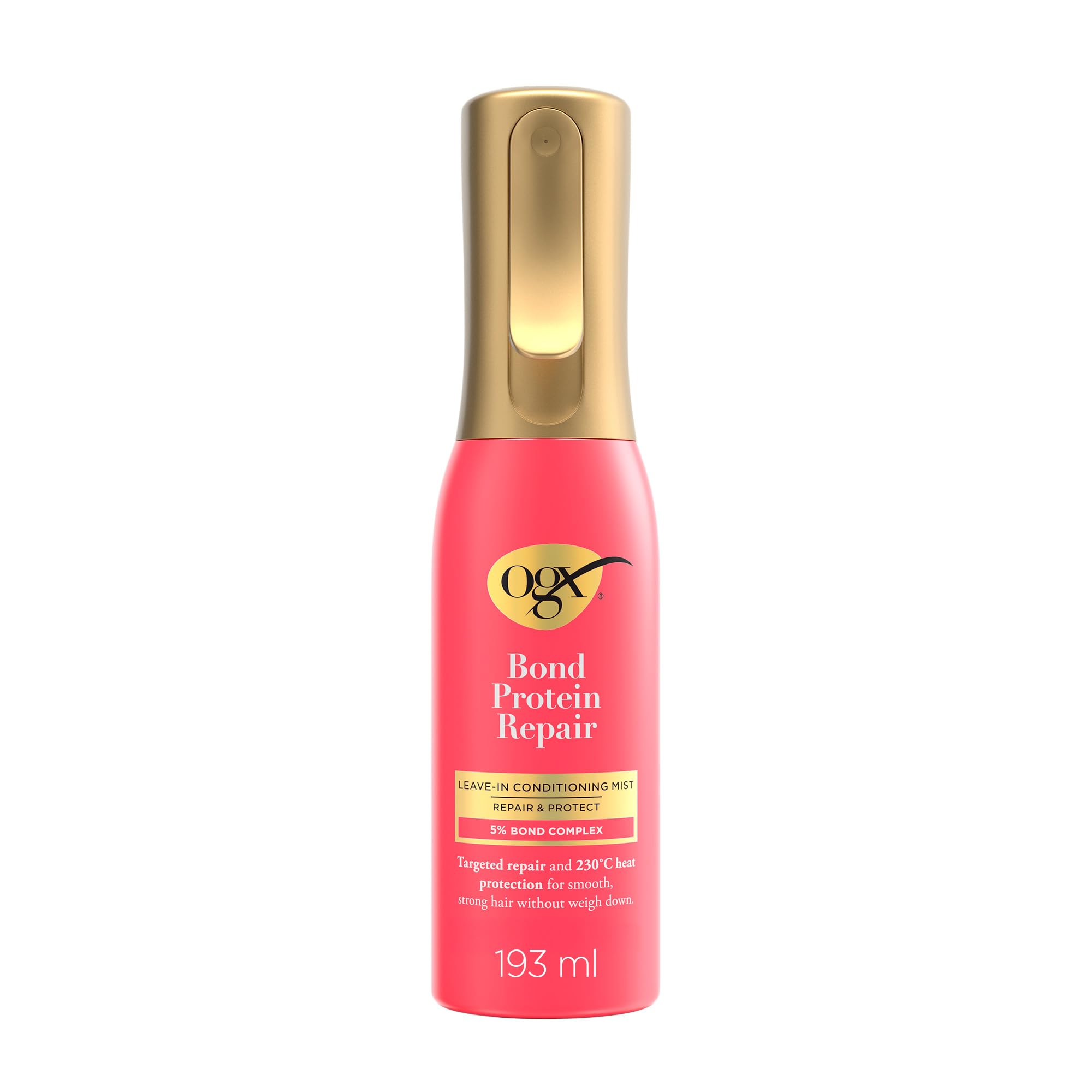 OGX – Spray Soin Sans Rinçage Réparateur Bond Protein (193 mL) – Brume multi-usage – Spray thermoprotecteur contre la chaleur jusqu’à 230°C avec hydratation légère