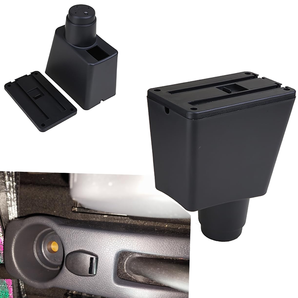 Bracciolo Per Renault Dacia Sandero 2008-2011 - Console Centrale Con USB, Type-C, Portabicchieri, Nero - Foto 2