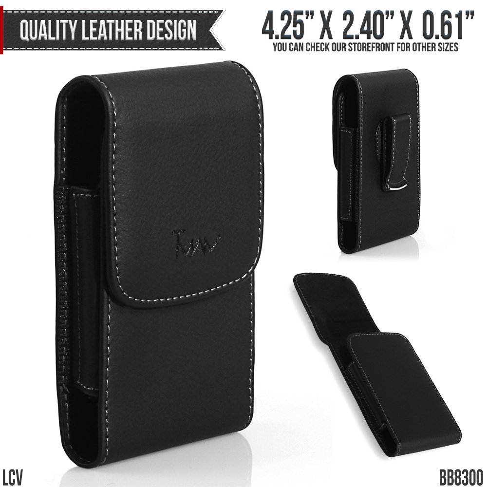 Jitterbug Flip (GreatCall) Belt Pouch, TMAN [Leather Vertical] Metal Clip Holster/Magnetic Closure Case, Cover with Belt Loop Carrying Protective - Fits Cellphone without any Case