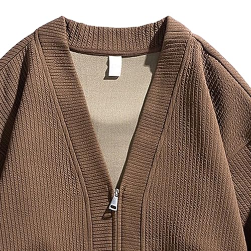 JEKE-DG Men's V Neck Casual Cardigan Sweater Zip Up Knitted Fashion Solid Sweater Long Sleeve Comfort Spring Fall Sweaters3
