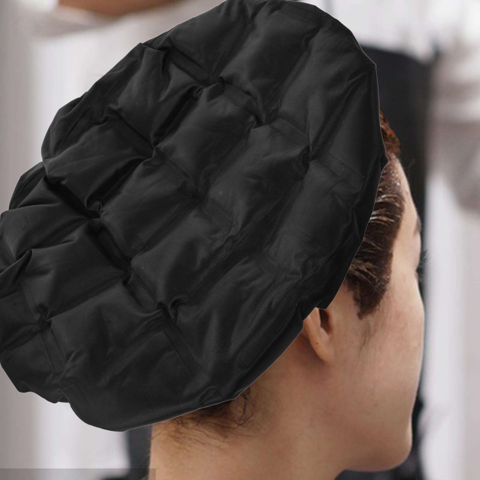 Wärmehaube zum Haare Färben mit Bequemem Sitz aus Stoff und Gel Wiederverwendbare Duschhaube für Salon und Haarpflege in Schwarz