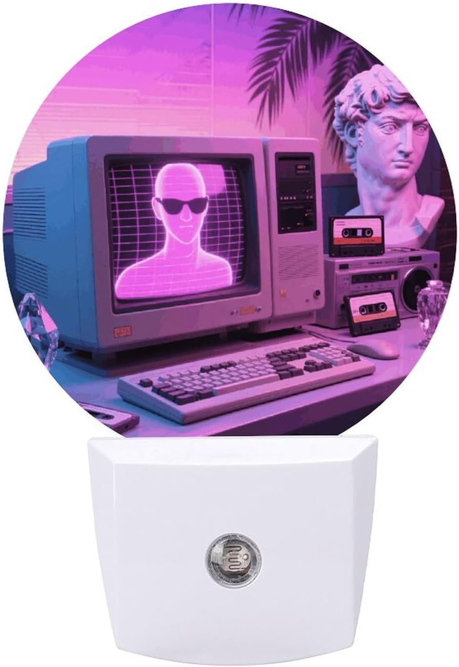Neon Retro Computer Smart Night Light Plug in with Automatic On/Off Bright Night Lights Plug Into Wall Dusk to Dawn Sensor Compact LED Bedside Lamp Nightlights for Hallway Toilet Stairs