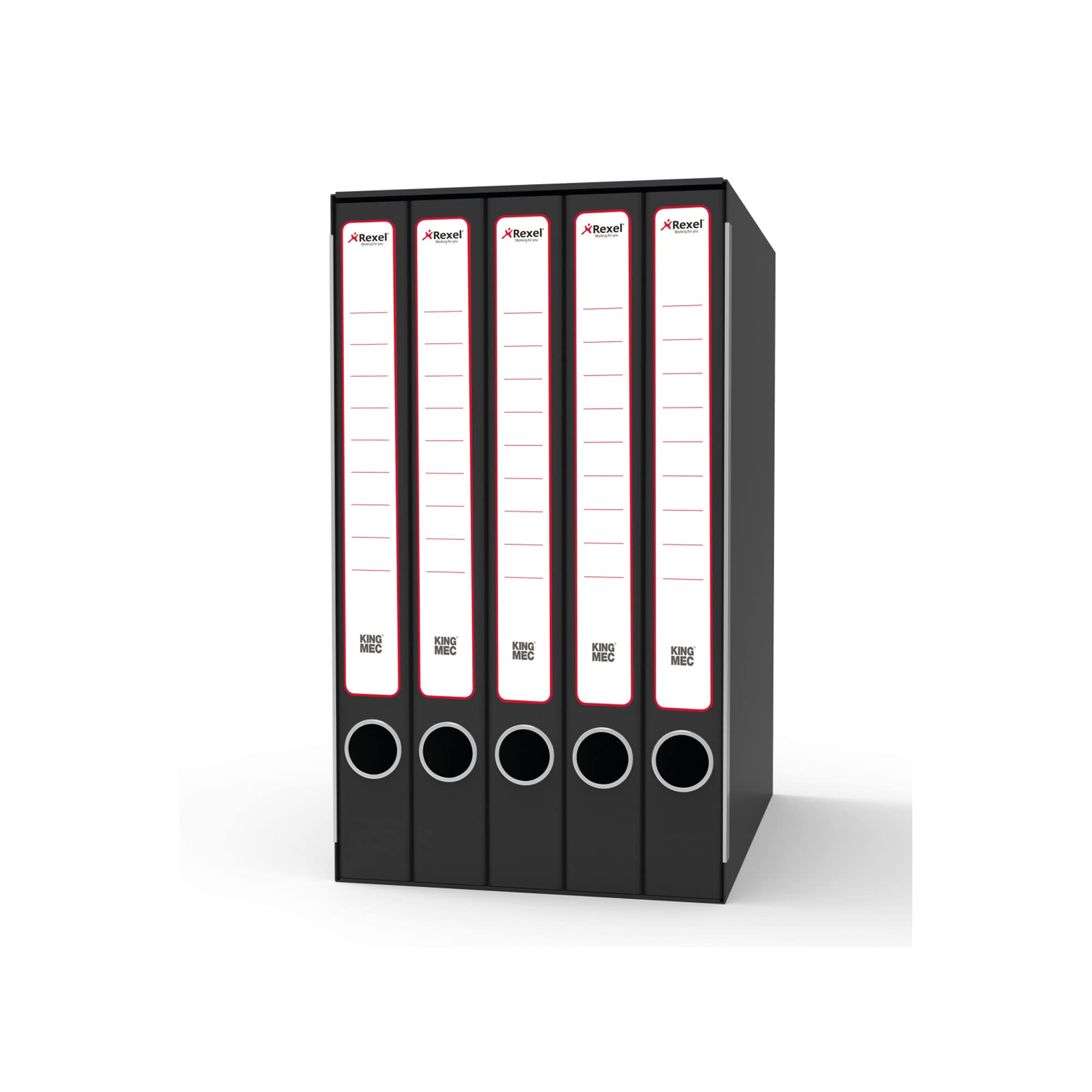 KING MEC Gruppi di classificatori ad anelli Rexel - Sestetto - 23,5x35x26 cm - 2-3,3 cm - nero - GKM6200
