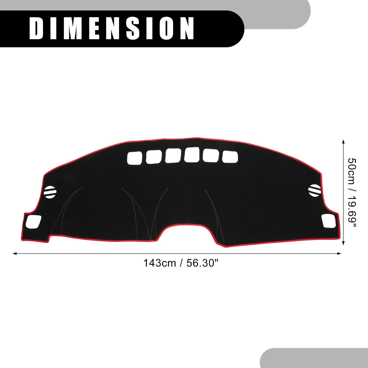Dash Cover - Car Center Console Non-Slip Dash Board Mat - for Jeep Compass 2009-2016 - Polyester Black Red - 1Pc