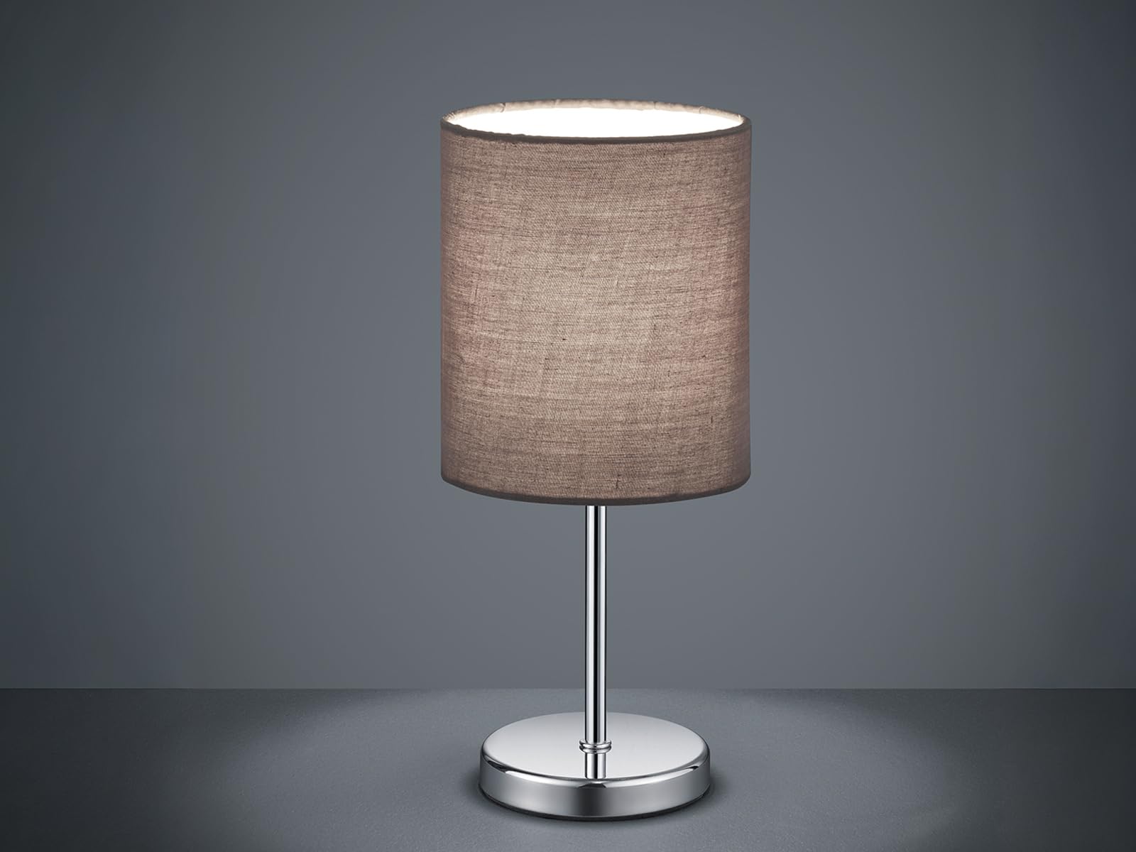 Reality Leuchten Lampe de table Jerry, abat-jour en tissu, E14, 40 W, Gris, 13 x 13 x 28,5 cm