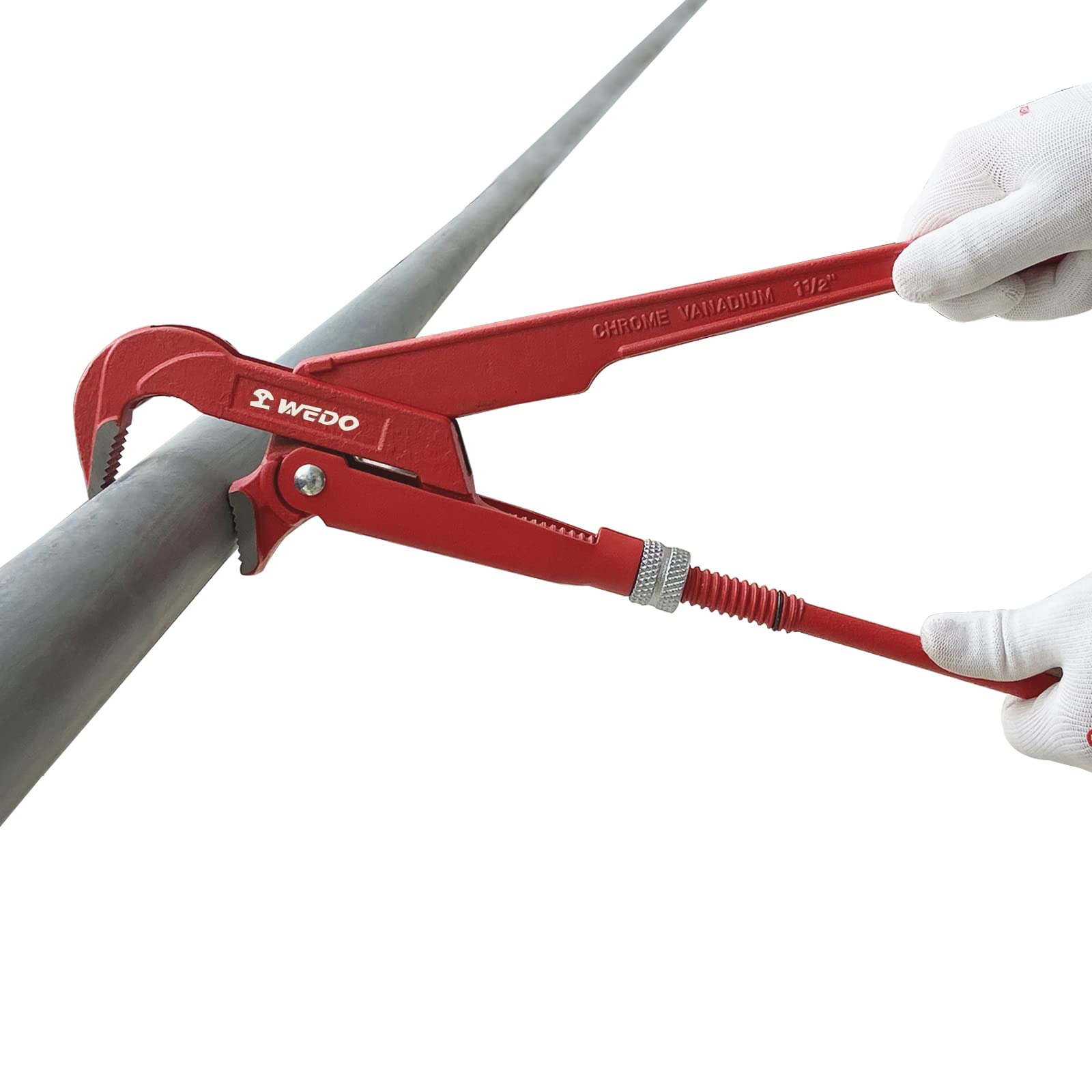 WEDO Llave de tubo sueca en ángulo de 90grados,llave de bomba de agua,diámetro de sujeción de tubería de 3 pulgadas,longitud de 630mm,apertura máxima de mandíbula de 8mm,acero CR-V