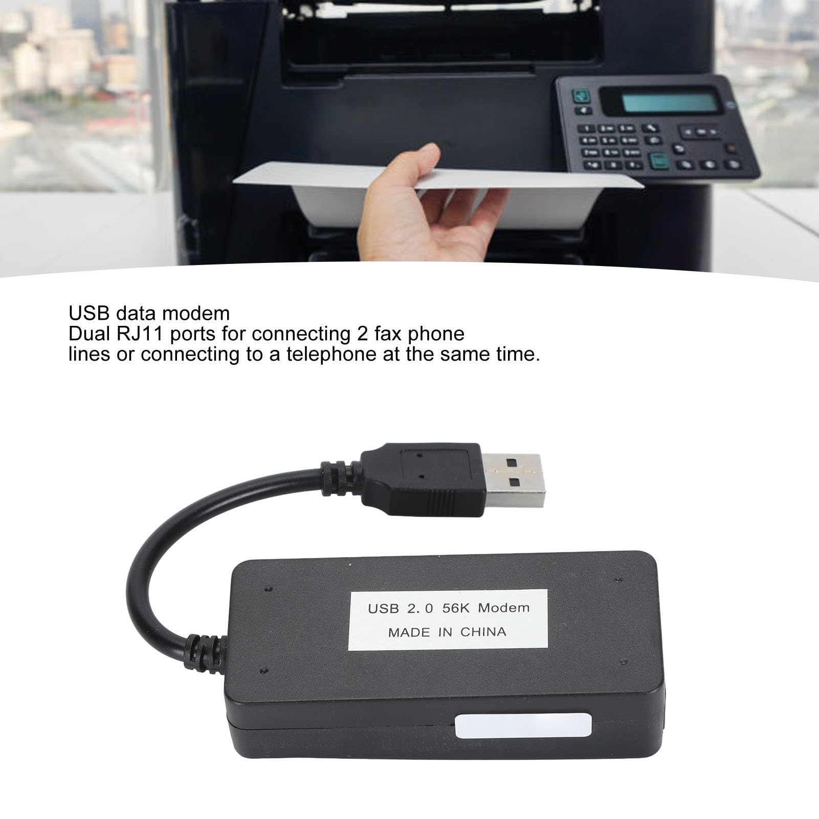 USB 56K External Dial Up Fax Data Modem, Rj11 Port Computer Laptop Fax Modem Support Caller ID, for for Linux