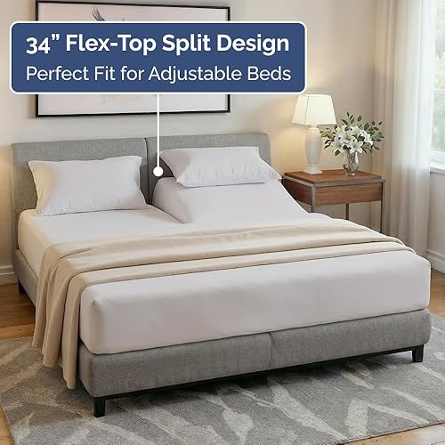 Miniatura 3 de Juego de sábanas de cabeza dividida tamaño King – Sábanas de tamaño King dividido en la parte superior para camas ajustables, colchón King dividido