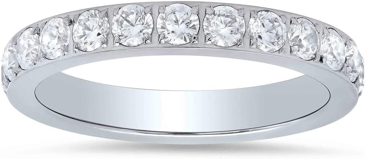 3mm High Polished Titanium Round CZ Cubic Zirconia Eternity Wedding Band
