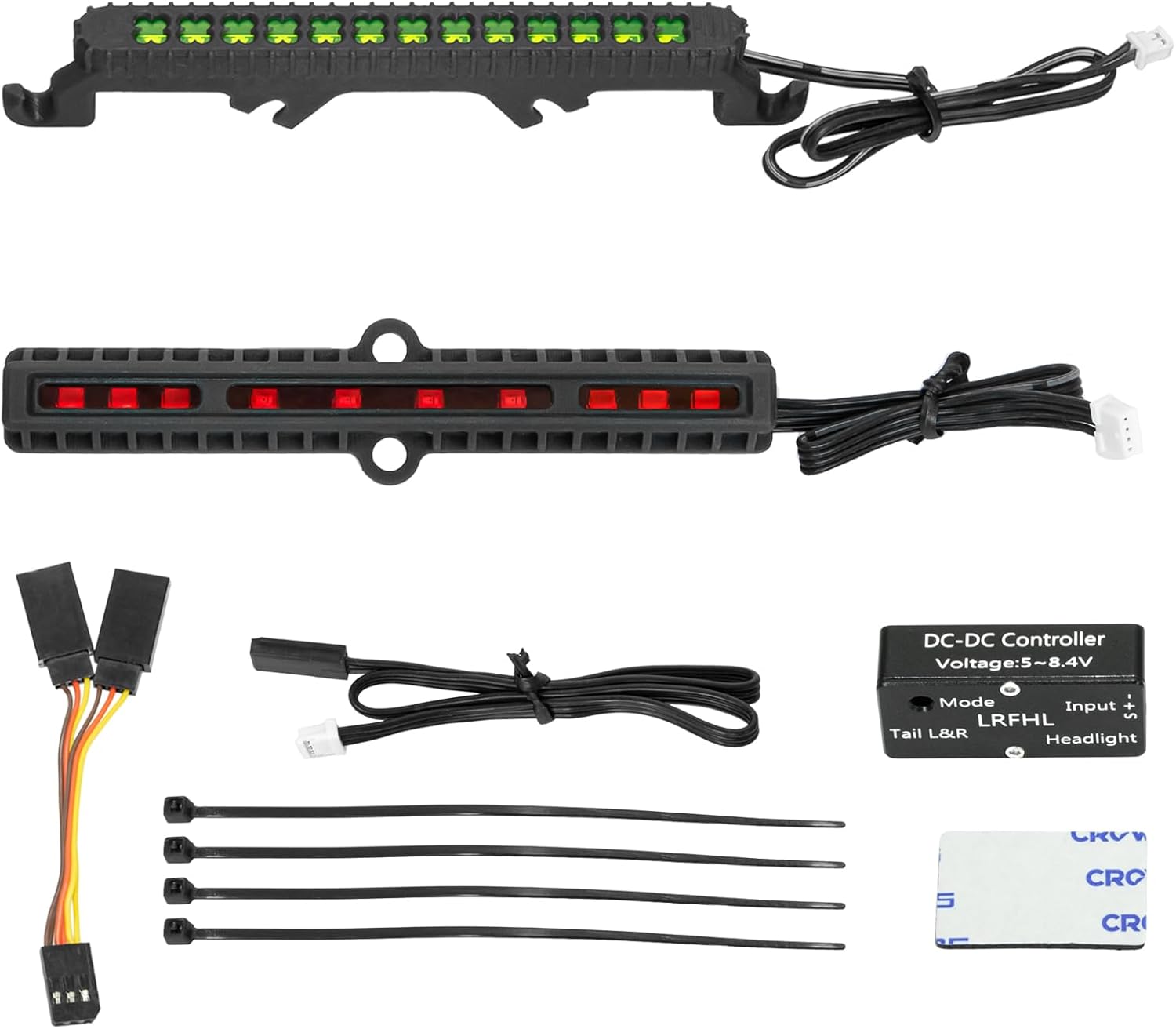 LRFHL RC Light Bar RC LED Light Lamp Kit Headlight Taillight Turn Signal Flashing Front and Rear Lights Upgrade Part for Arrma 1/16 1/14 Mojave Grom 4X4 RTR Brushed Desert Truck