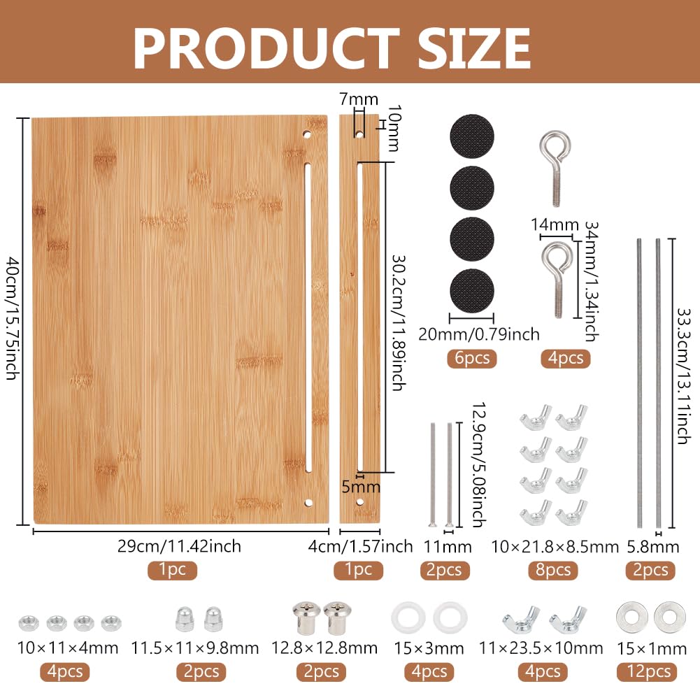 BENECREAT Set di cornici da cucito per rilegatura, kit per rilegatura di libri in legno, rettangolari, strumenti per rilegatura di libri fai da te, per libri fatti a mano