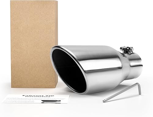 Miniatura 7 de Richeer Punta de escape de entrada de 2.5 pulgadas, salida de 4 pulgadas, punta de escape de acero inoxidable de 9 pulgadas de longitud total,