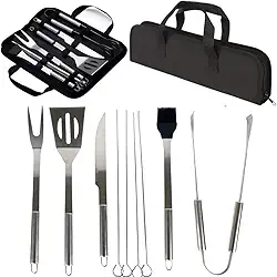 Kit Para Churrasco 9 Peças Com Estojo Resistente E Alça Cabo De Inox Inoxidável Presente Vendana