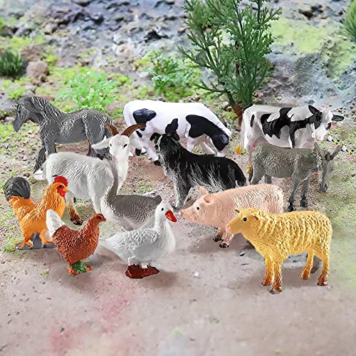 12Pcs Mini Bauernhof Tierfiguren, Bauernhoftiere Set, Realistische Farm Animal Figuren, Farm Stall Geflügel Playset… – Bild 6