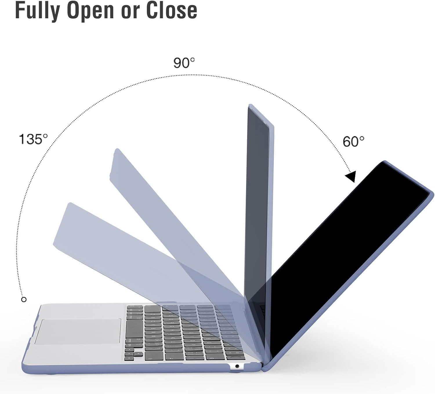 EooCoo Compatible with New MacBook Air 13.6 inch Case 2022 2023 A2681 M2 Chip with Retina Display,Plastic Hard Shell Case + Keyboard Skin Cover + Polishing Cloth + Screen Protector - Lavender Gray