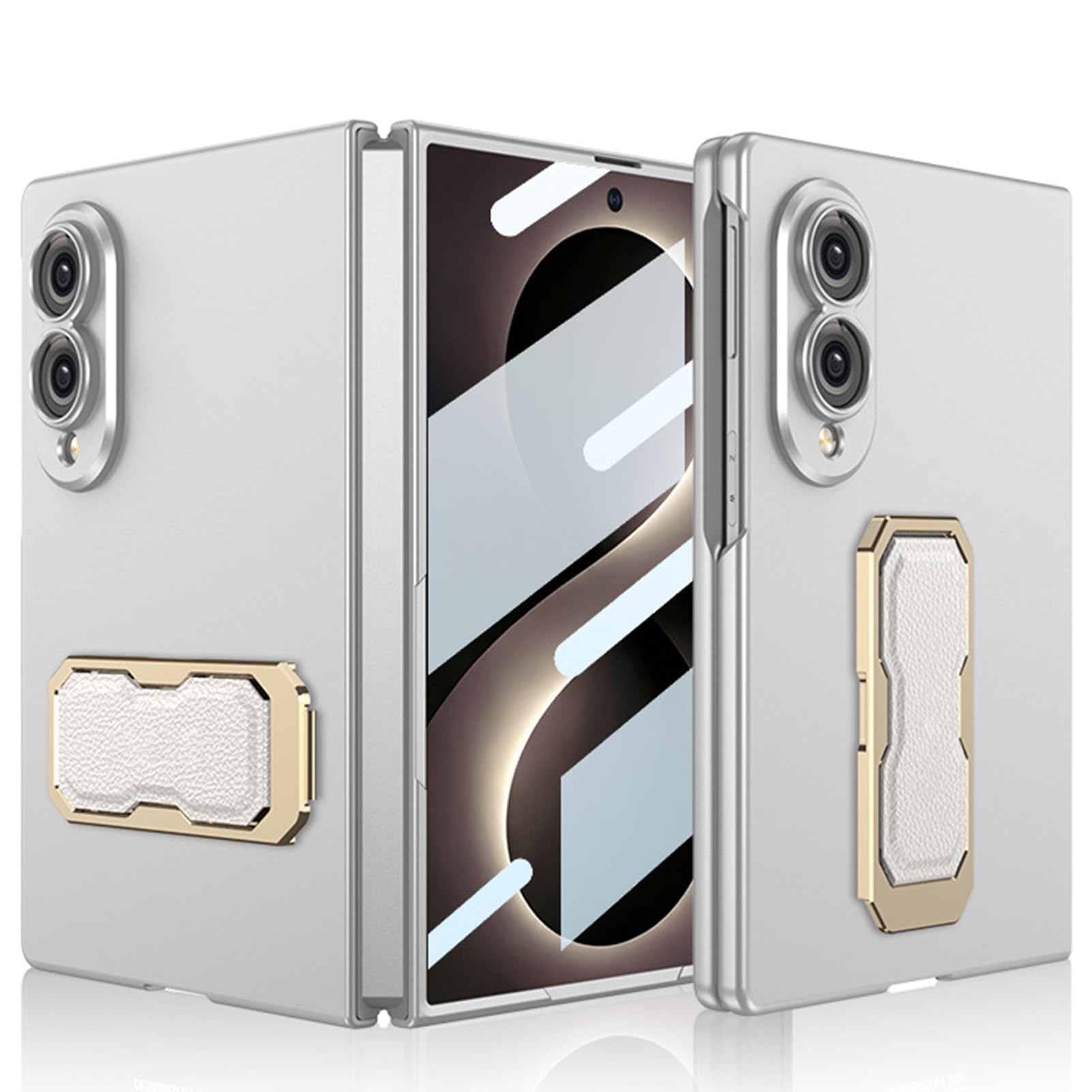 Custodia Sottile For Samsung Galaxy Z Fold 8, Protezione For Lo Schermo, Copertura Avvolgente For Lenti, Design Con Cinturino For Mignolo, Custodia Mini(Silver)