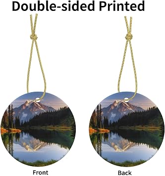 Mountain And Lake Pictures Christmas Tree Decoration Christmas Ceramic Hanging Ornament Funny Tree Pendant For Christmas Window Party Santa Hanging Festivel Cute Xmas Decoration Gift