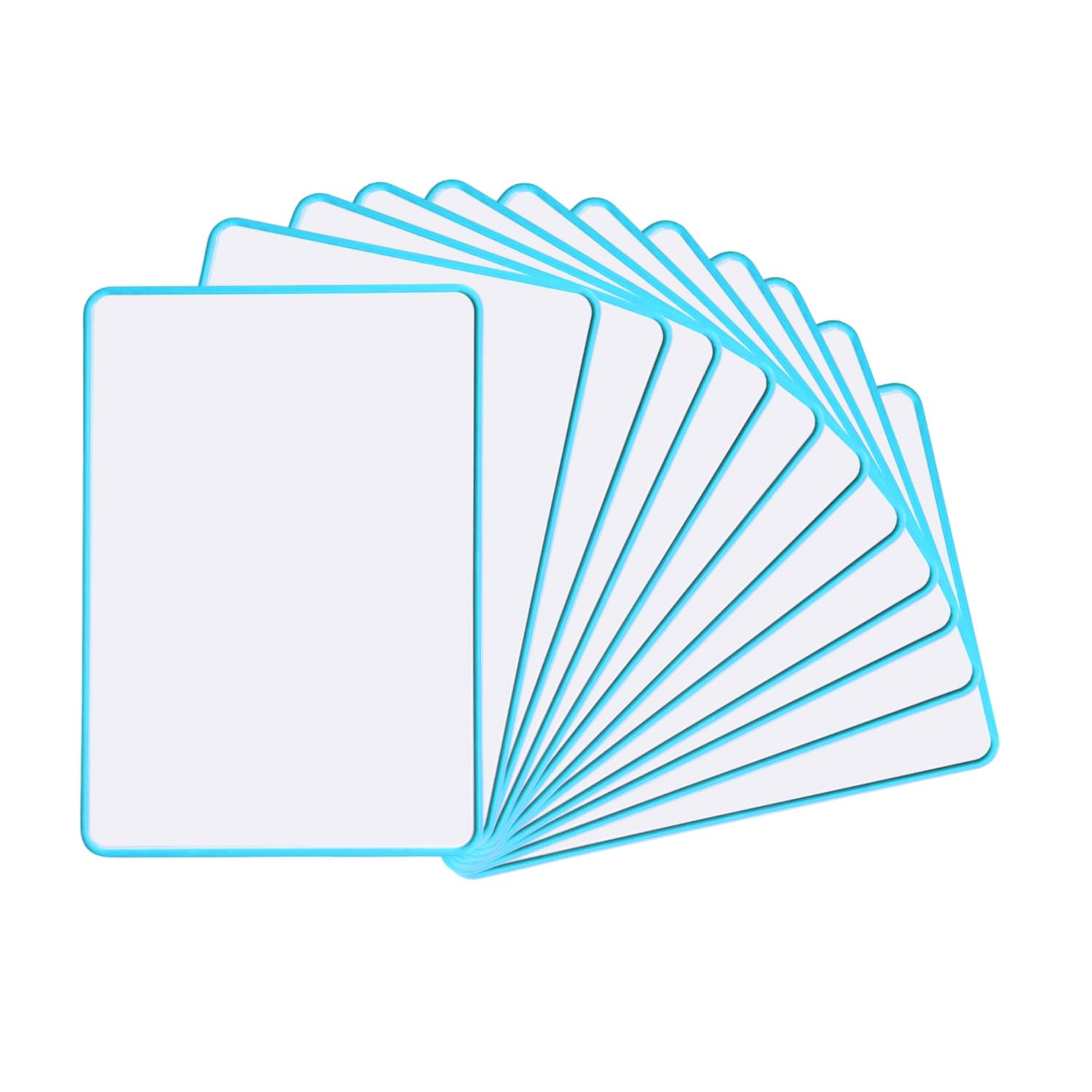 Pack of 12 A4 Double Sided Magnetic Erasable MDF Plain Whiteboards with Blue Border