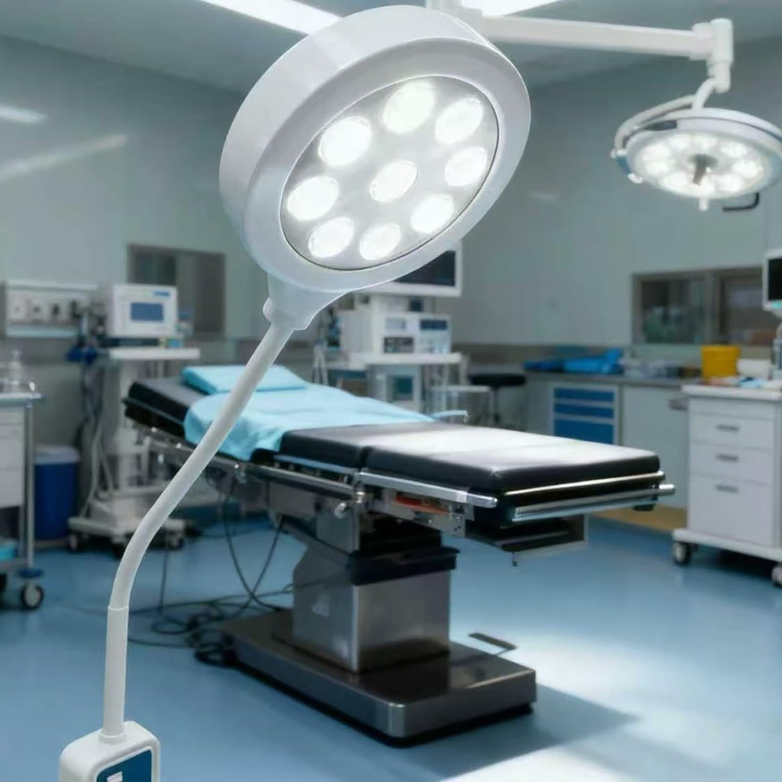 Generico Lampada da visita medica con supporto da pavimento, lampada da visita a collo di cigno, con 5 ruote universali mute in acciaio inossidabile for ginecologia, ambulatoriale, stomatologia
