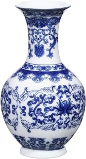 Gatuida Blue and White Vase: Chinoiserie Decor Ceramic Vase Chinese Painted Porcelain Decorative Flower Holder for Home Decoration Living Room Bookshelf Mantle Fireplace Table Centerpieces