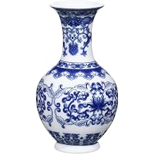 Gatuida Blue and White Vase Chinoiserie Decor Ceramic Vase Chinese Painted Porcelain Decorative Flower Holder for Home Decoration Living Room Bookshelf Mantle Fireplace Table Centerpieces
