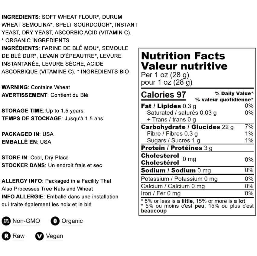 Miniatura 4 de Food to Live Harina de pizza italiana orgánica  Mezcla de corteza de pizza doble cero 00 sin OMG, una mezcla personalizada de harina de trigo suave,