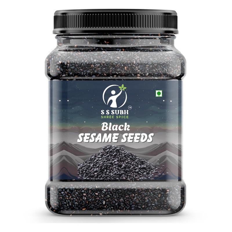 S S SUBH SHREE SPICE Black Sesame Seeds for Eating 500gm| Whole Fresh and Natural Unhulled Kale | Black Til Seed for Weight Management, Indian Spice | Kaale Til