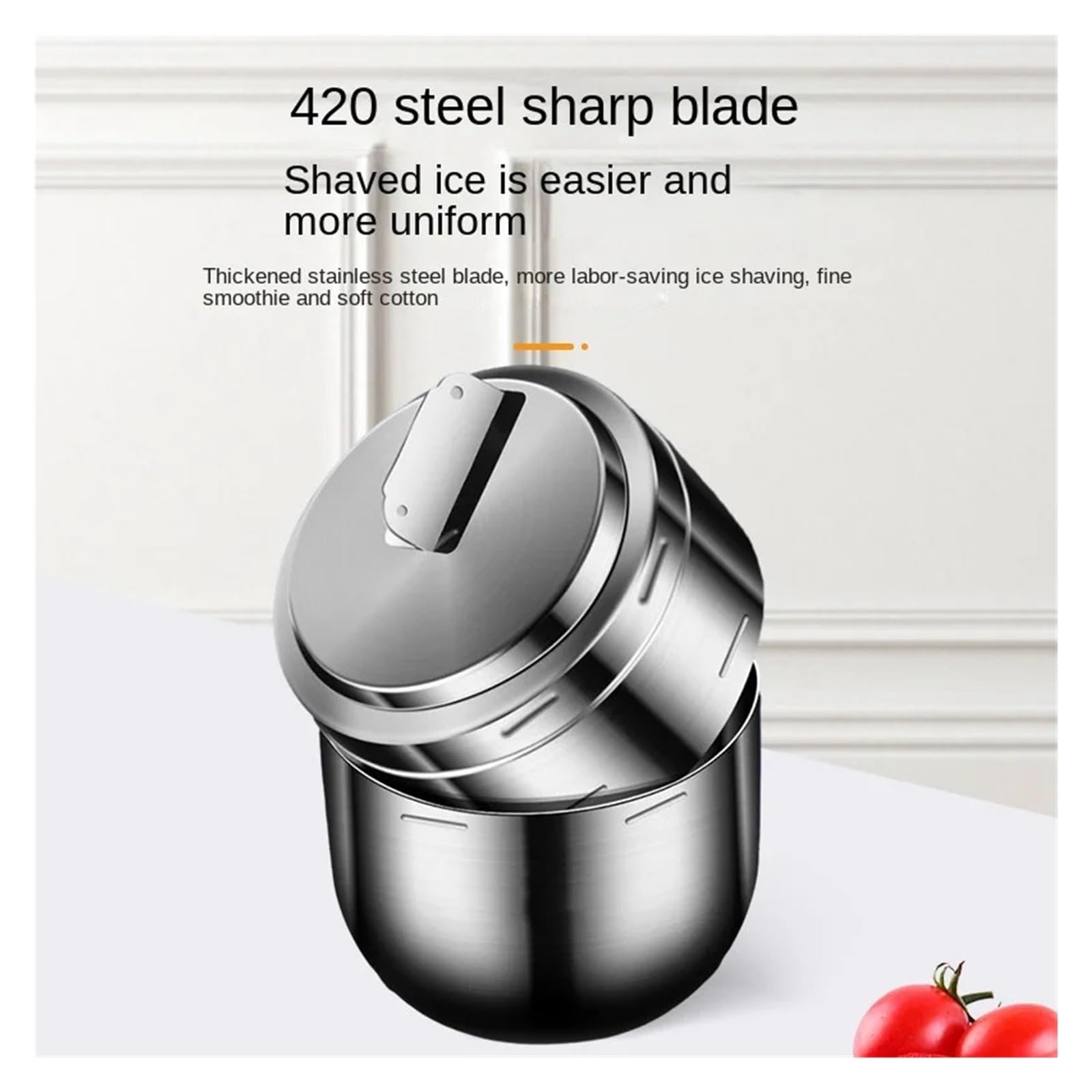 Ice Crusher, Stainless Steel Hand Operated Shaved Ice Household Mein Mein Ice Er Manual Sand Ice Machine,for Home, Restaurants & Cafes 4