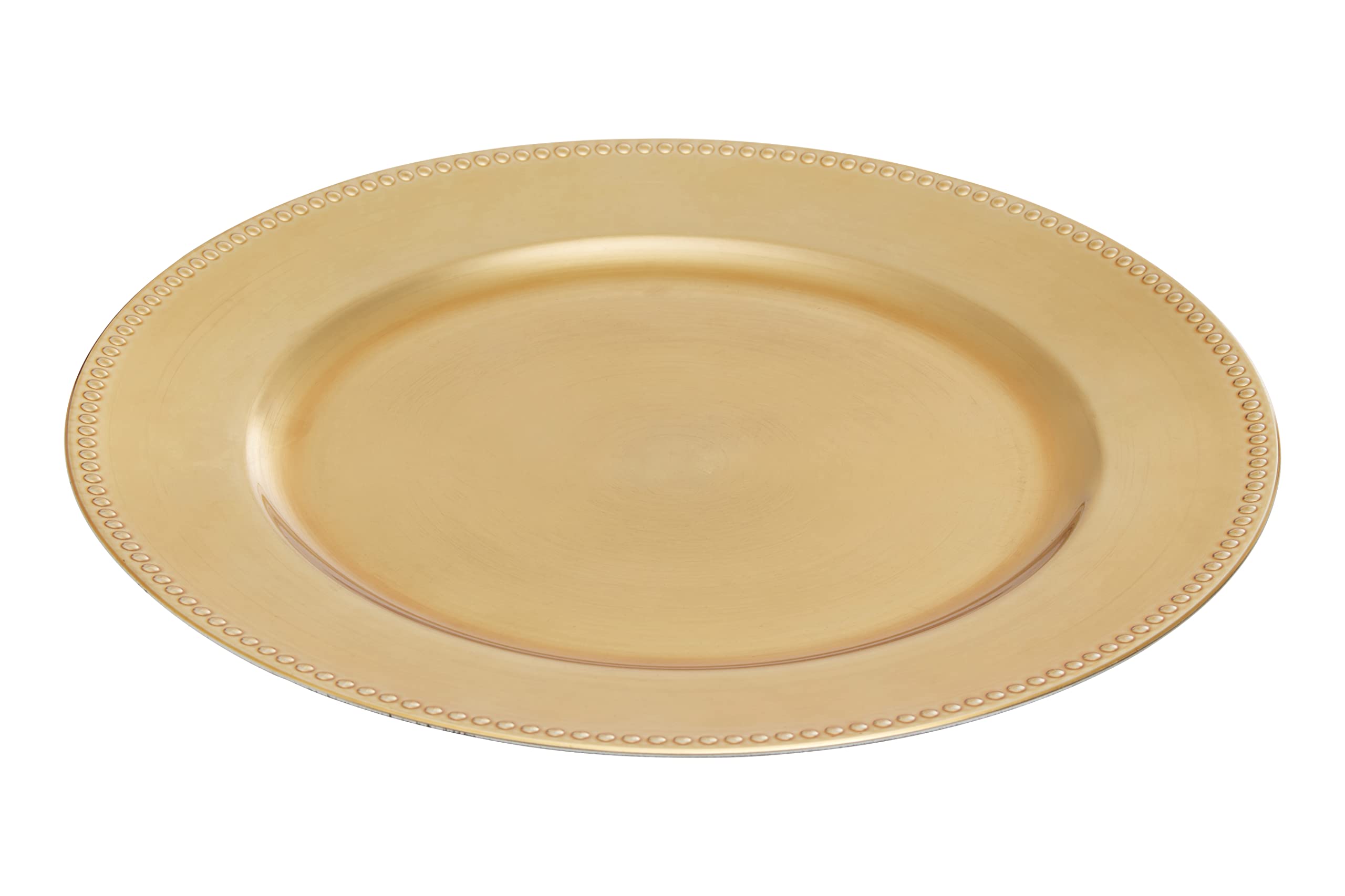 Premier Housewares Dia Gold Charger Plate with Dotted Rim – Decorative Metallic Serving Plate, 33 cm
