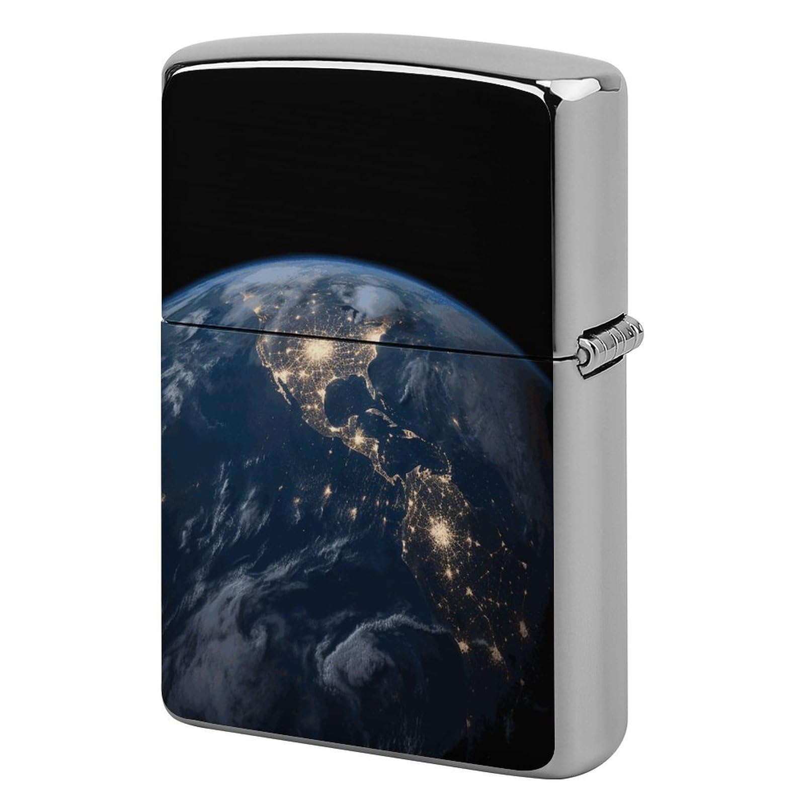 Fodpand Style Earth From The Outer Space Metal Lighter Case Cover Lighter Sleeve