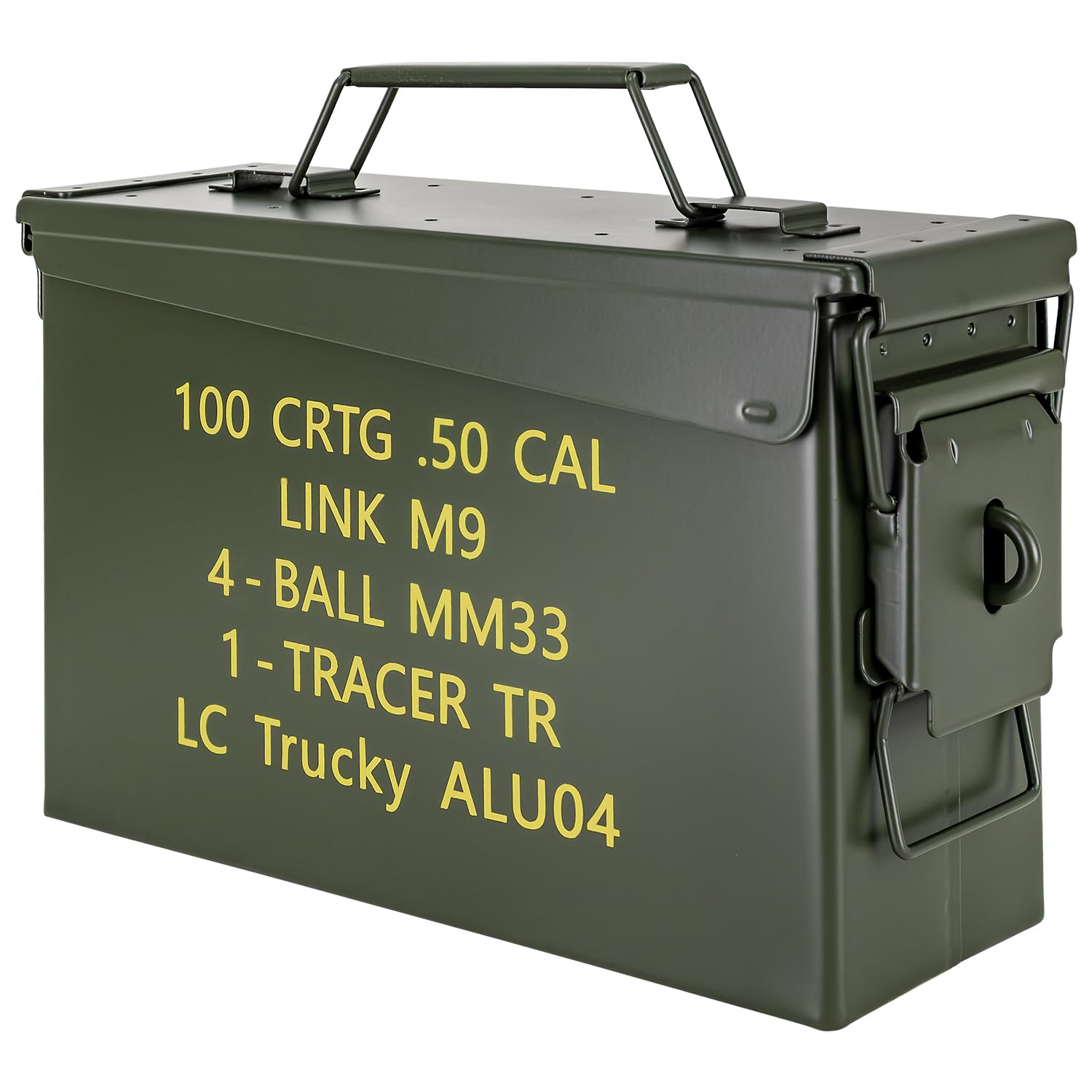 Trucky Caja de municiones Ammo Box 28x10x18 cm Caja metálica Caja de almacenamiento con tapa Ejército Metal Verde
