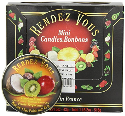 Rendez Vous, French Mini Candies, Tropical Fruit, 1.5 oz (Pack of 12)
