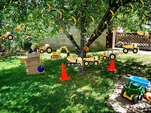 30Pcs Construction Hanging Swirls Decorations - Car Excavator Bulldozer Birthday Party Ceiling Swirls Decor For Kids, Boys, Baby Shower #TOP5