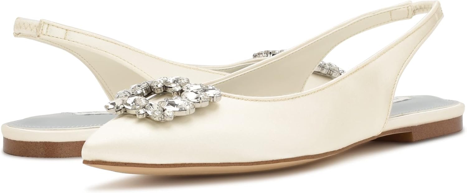 Nine West Women's BLINGY Ballet Flat, Ivory 150, 8.5