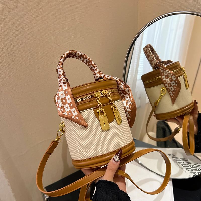 Trendy retro bucket bag for women top handle and Detachable Shoulder Strap, Perfect for Daily Use and Gatherings2