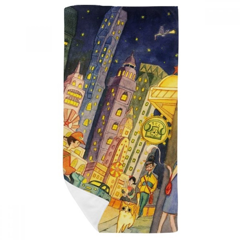 Serviette douce chat multicolore 35x70cm avec imprimé peinture durable