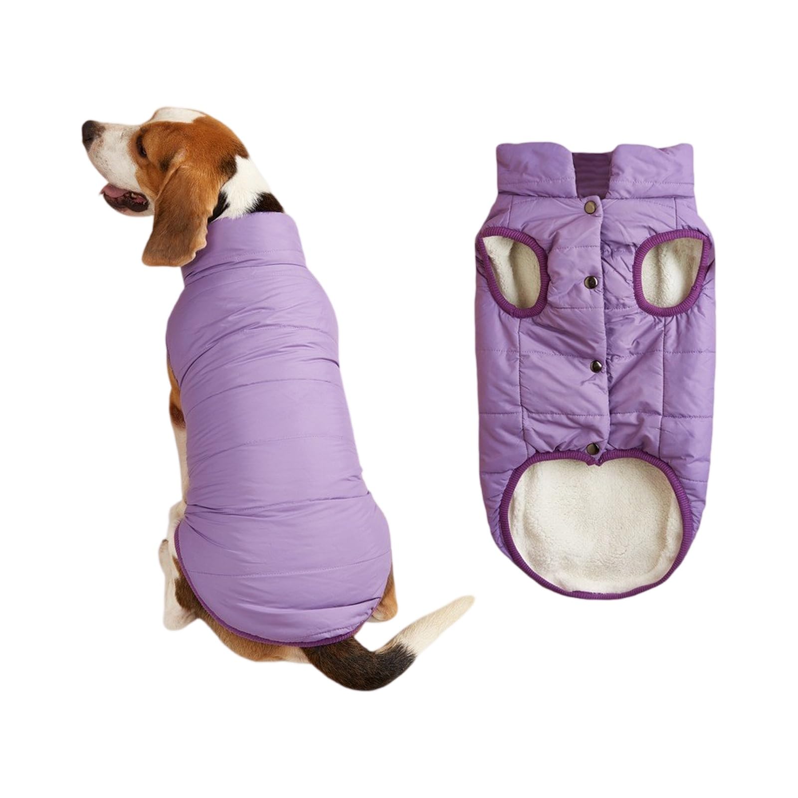 Dog Coat Windproof Winter Jacket, Warm Fleece Dog Jumper With Integrated Zipper Fit for Small Medium Large Dogs(Purple,XS)
