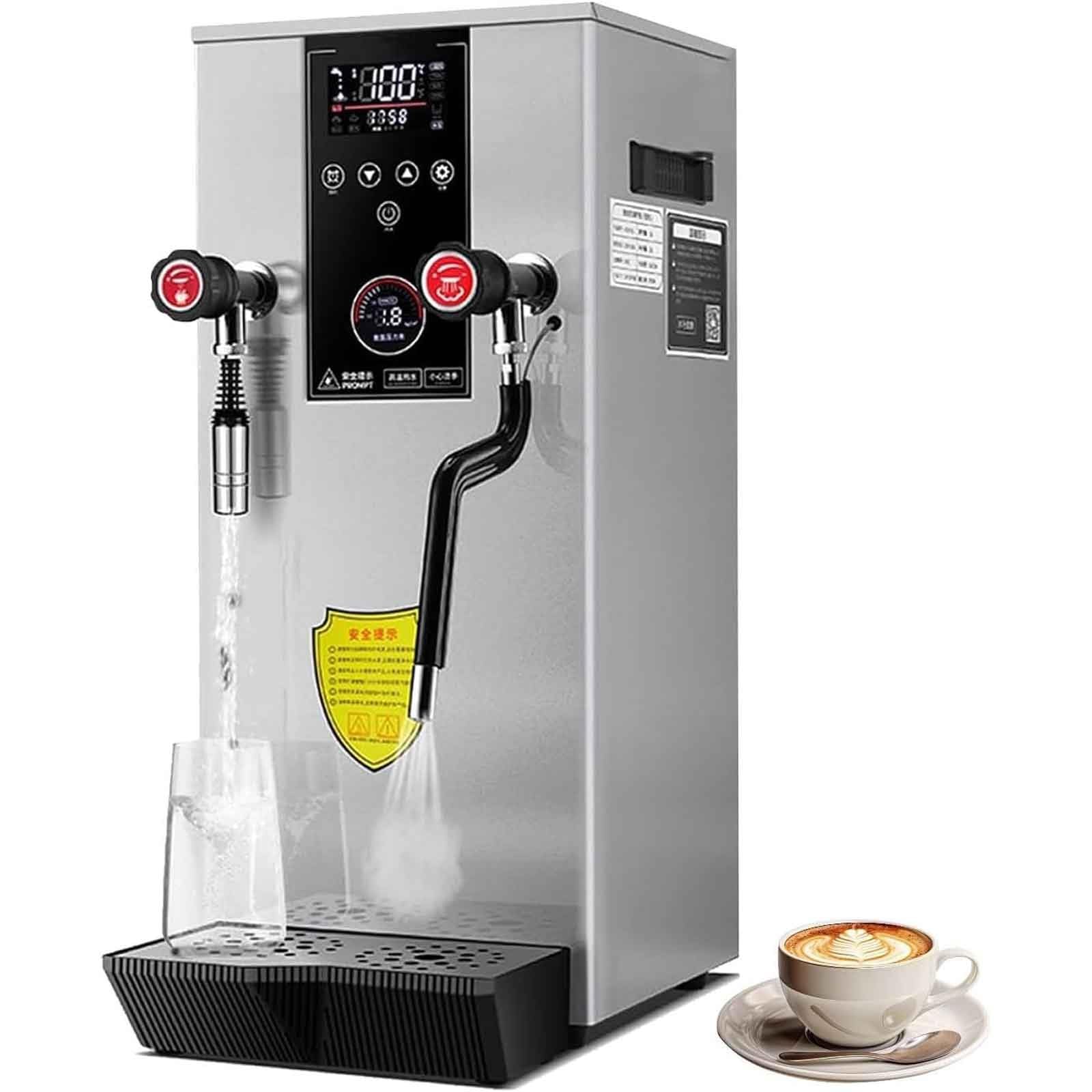 Espumador de leche comercial con válvula de vapor de 360°, 5 ajustes de temperatura y pantalla LED, ideal para espumar leche para té, chocolate caliente, capuchino y café con leche.
