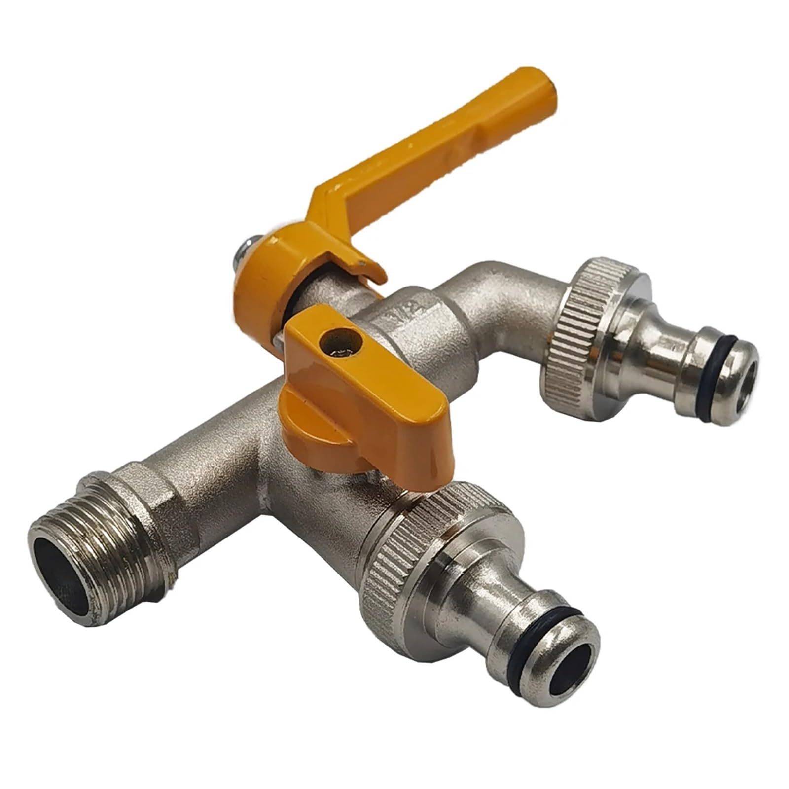 Mosiężny wąż ogrodowy adapter do kranu 1/5.1 cm złącze zbiornika na wodę 2-drożny i 1-drożny montaż nawadniający wymiana złącza kranu z zaworem kulowym (1 sztuka)
