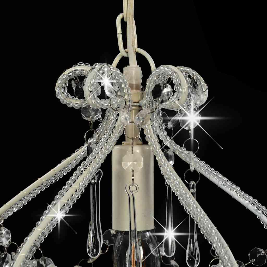 vidaXL Lampadario con Perle Bianco Rotondo E14