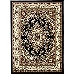 Antep Rugs Kashan King Collection Himalayas Oriental Polypropylene Indoor Area Rug (Black/Beige, 6'7" x 9') - Image 3