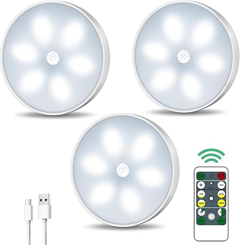 Miniatura 37 de Luces LED de armario - luz de disco de lámpara de movimiento inalámbrica, nueva versión de la lámpara de pie recargable por USB con control remoto