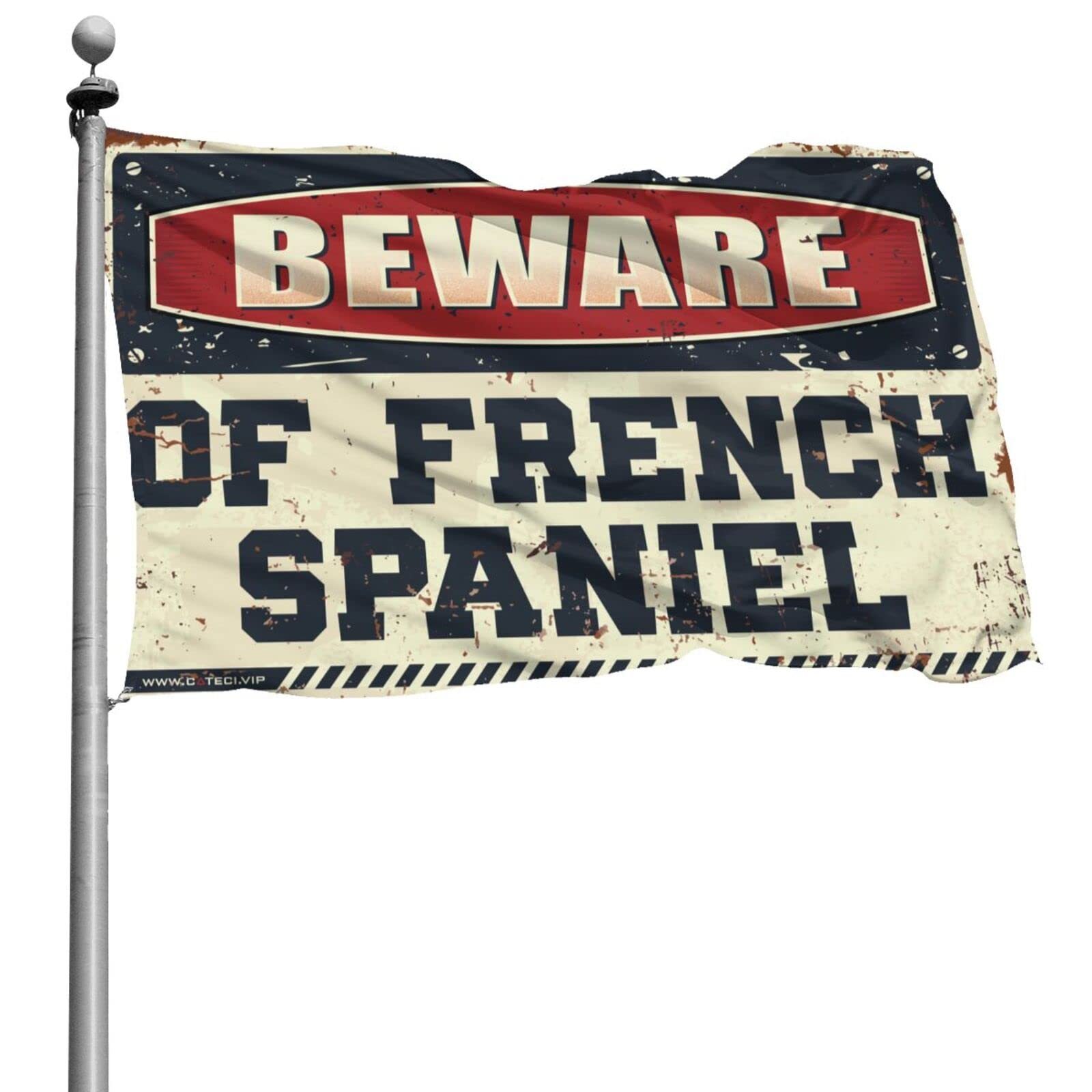 Drapeaux amusants chambre de fille humour chien, grand drapeau Épagneul Français 152x244