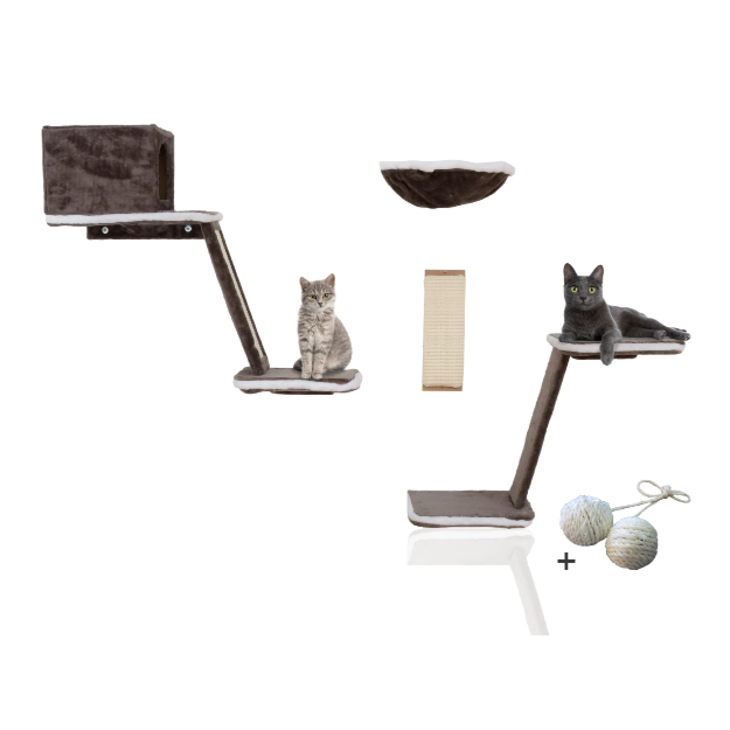 Silvio Design® Achtteilige Katzen-Kletterwand mit Kratzbrett
