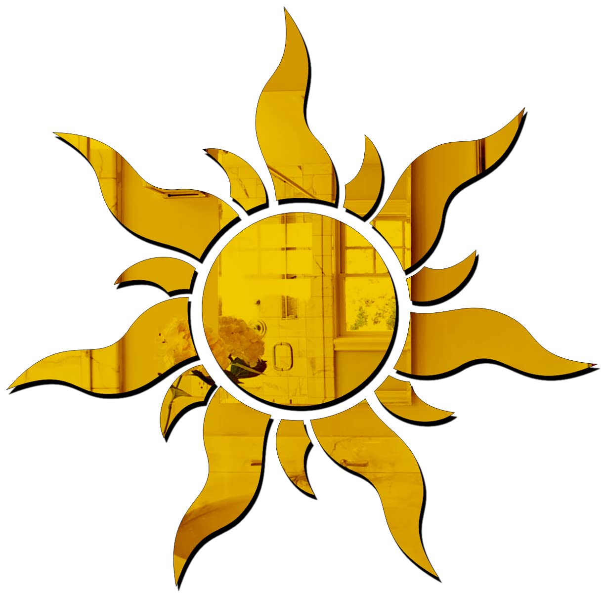 Wall1ders 1.5 Feet Sun Golden Wave, Mirror Stickers for Wall, Acrylic Stickers, Wall Mirror Stickers, Wall Stickers for Bedroom, Hall, Home Offices-image-39