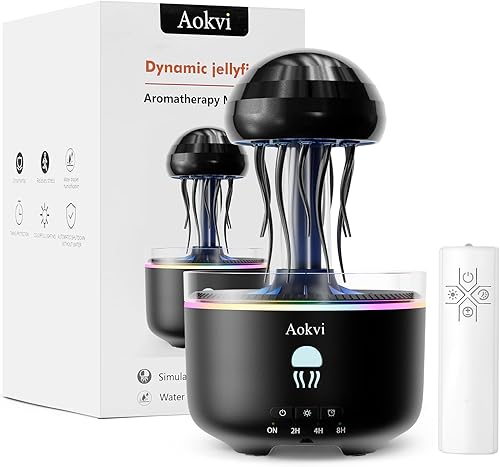 Difusor de aceite esencial de medusa de 10.1 fl oz, difusor de niebla de aromaterapia silencioso para aceites esenciales, con 7 luces LED que