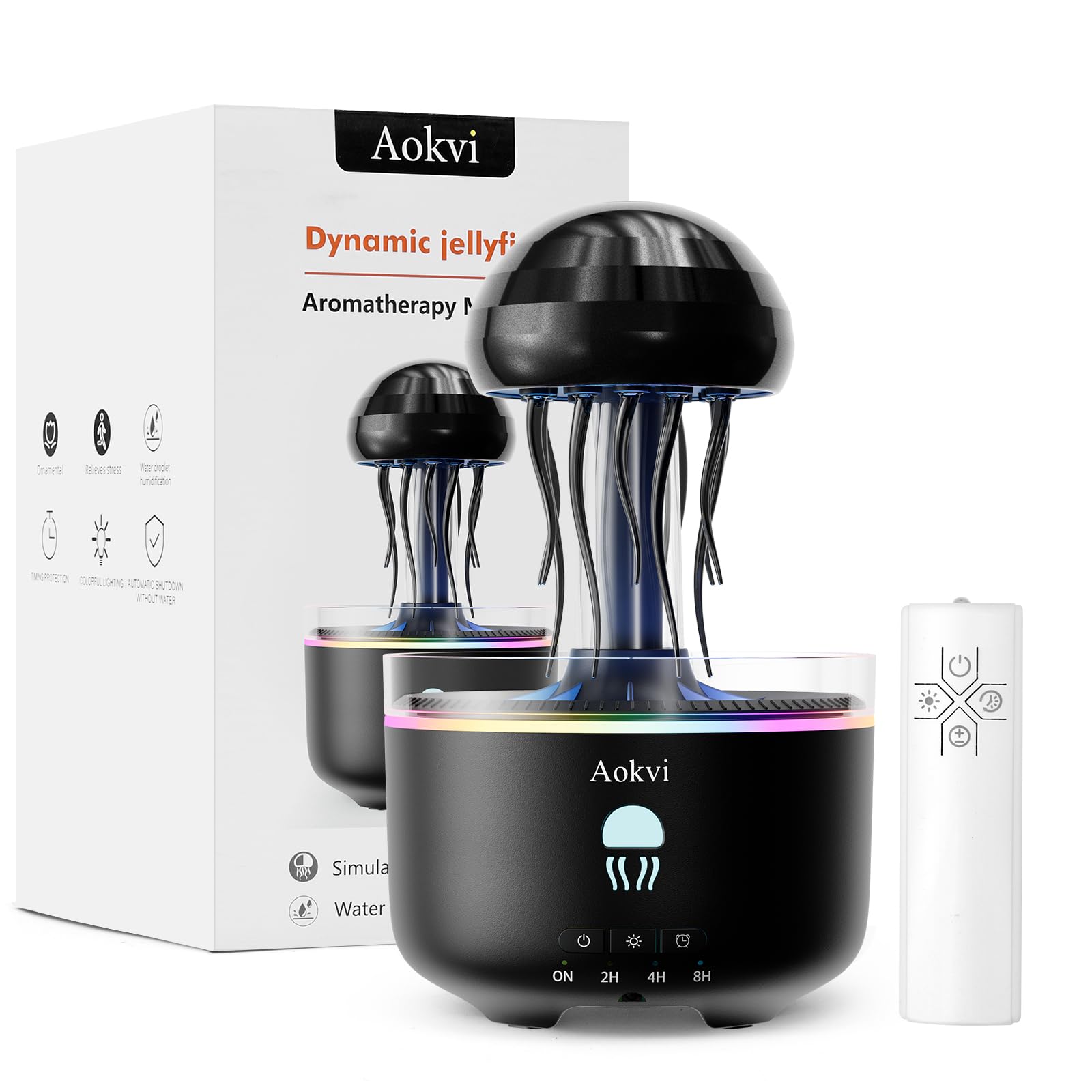 Diffusore di oli essenziali a meduse da 300 ml con telecomando, diffusore di oli per aromaterapia ad ultrasuoni con timer e spegnimento automatico, adatto per soggiorno, camera da letto, ufficio