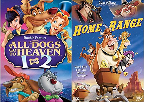 Patch of Heaven Disney Home on Range Music Cartoon + All Dogs Part 1 & 2 Cartoon Movie DVD Animated Double Feature Set Bundle
