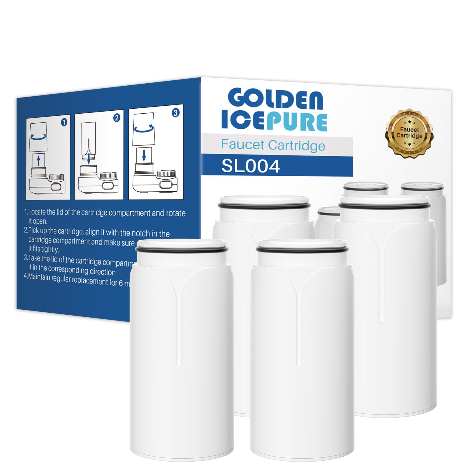 GOLDEN ICEPURE Tap Water Filter for Philips Water Filter AWP305/10 X-Guard Water Filter Tap Philips, 4 Pieces