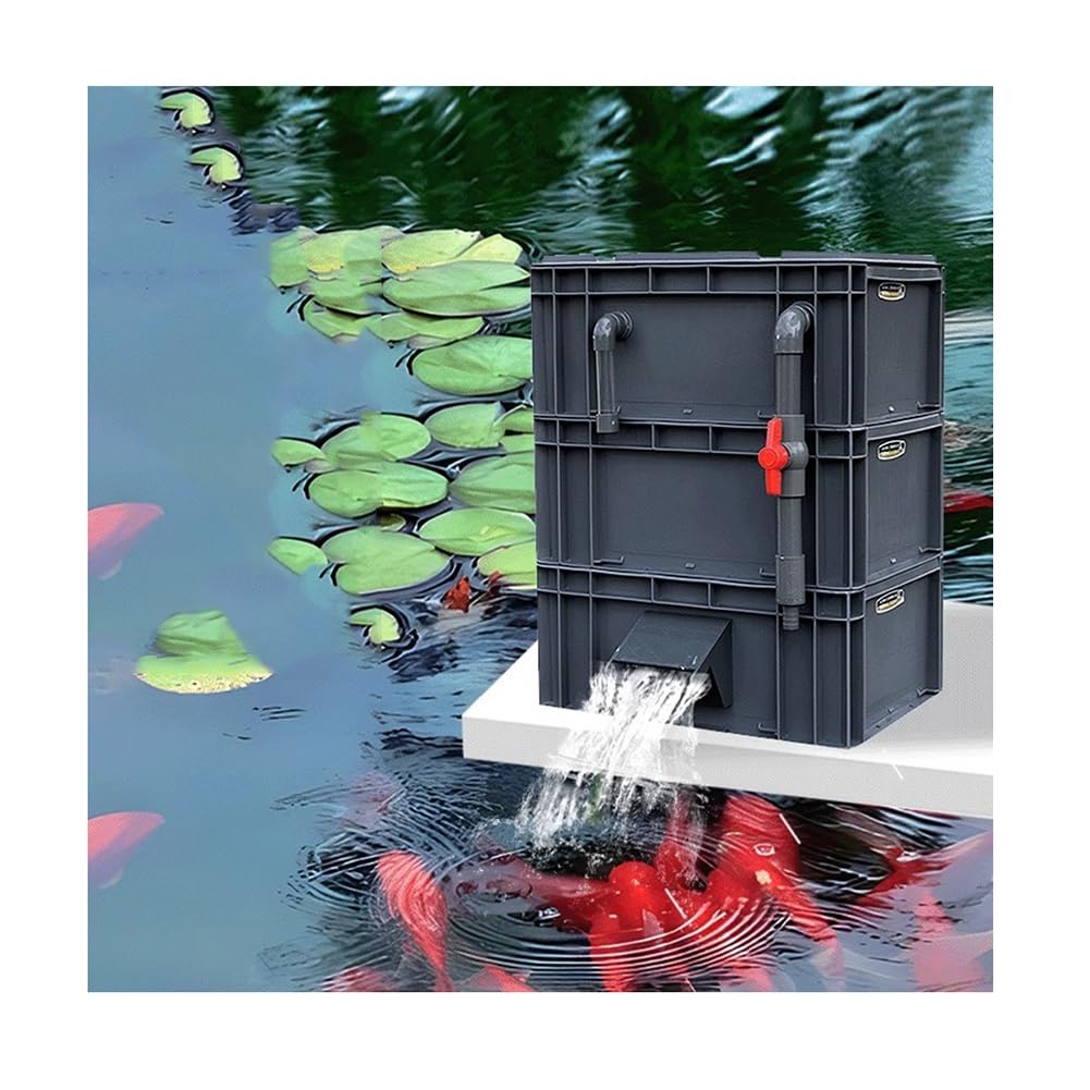 GRRICEPL Boîte De Filtration pour Aquarium, Cascade Bio-Filtration Aquarium, Filtre pour Aquarium À Tortue, Pompe Et Média Filtrant Non Inclus (Couleur : Grey, Taille : 60x40x66cm)